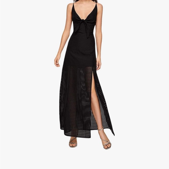 BCBGENERATION | Black Checkered Sheer Bottom Maxi Dress Sz 8 - Picture 1 of 7